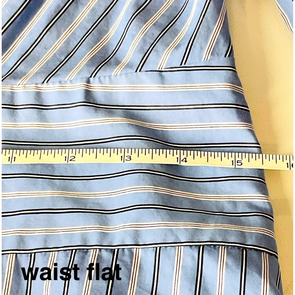 LRL Ralph Lauren black label cotton preppy pinstripe shirt dress blue 6 read